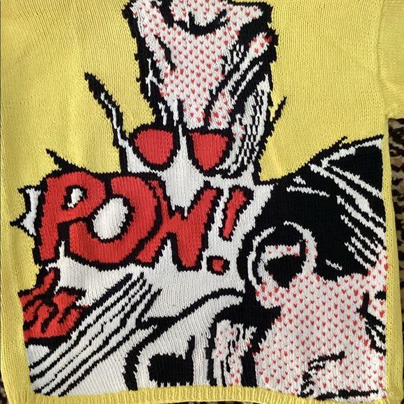 Adrienne vittadni vintage. 90s POW sweater in hot yellow - Picture 2 of 4